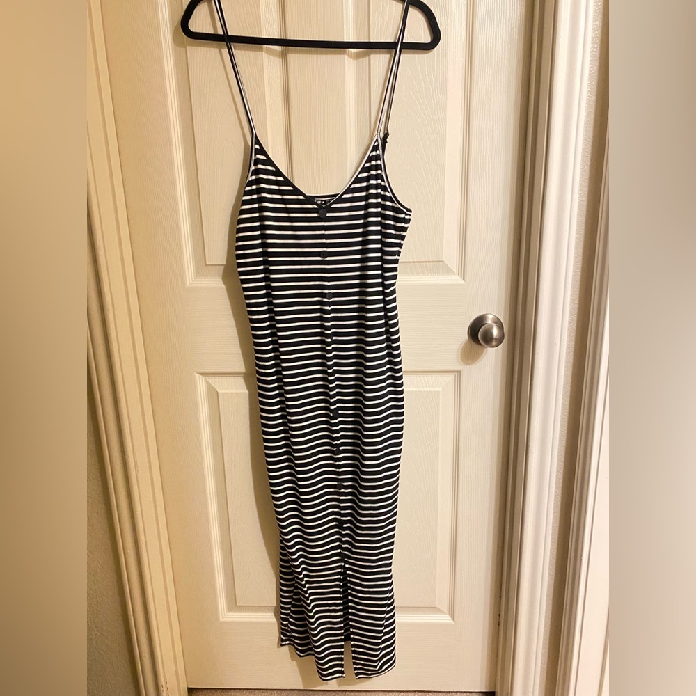 NWOT Maternity Button Front Striped Midi Dress